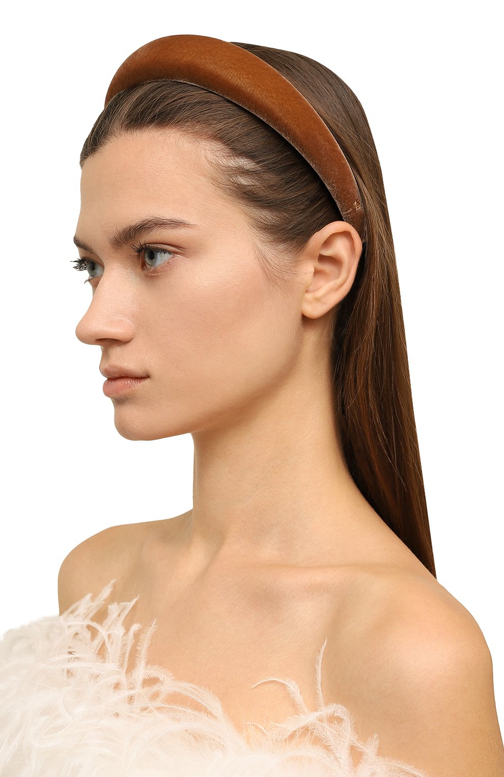 Женский ободок для волос ALEXANDRE DE PARIS светло-коричневого цвета, арт. THB30-17T-P23 S | Фото 2 (Материал: Текстиль)