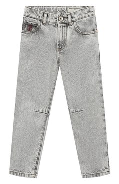 Детские джинсы BRUNELLO CUCINELLI светло-серого цвета, арт. BA095D300B | Фото 1 (Детали: Однотонный; Материал сплава: Проставлено; Нос: Не проставлено; Материал внешний: Хлопок)