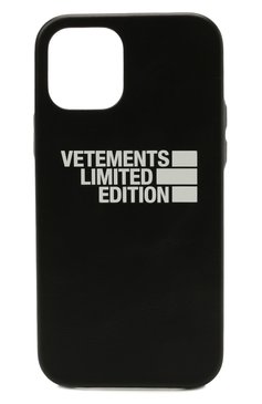 Кожаный чехол для iphone 12 pro max VETEMENTS черного цвета, арт. UE51SA170B 2471/W/BLACK NEXT PR0 MAX | Фото 1 (Женское Кросс-КТ: Кожа iPhone; Материал: Натуральная кожа)