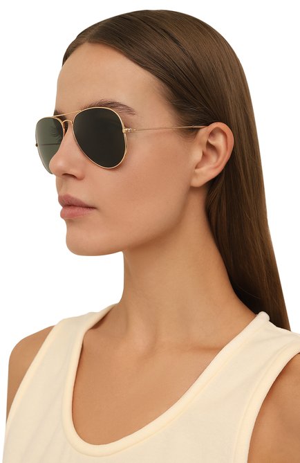 Женские солнцезащитные очки RAY-BAN темно-зеленого цвета, арт. 3025-W3400 | Фото 2 (Тип очков: С/з; Кросс-КТ: С/з-унисекс; Оптика Гендер: оптика-унисекс; Очки форма: Авиаторы)