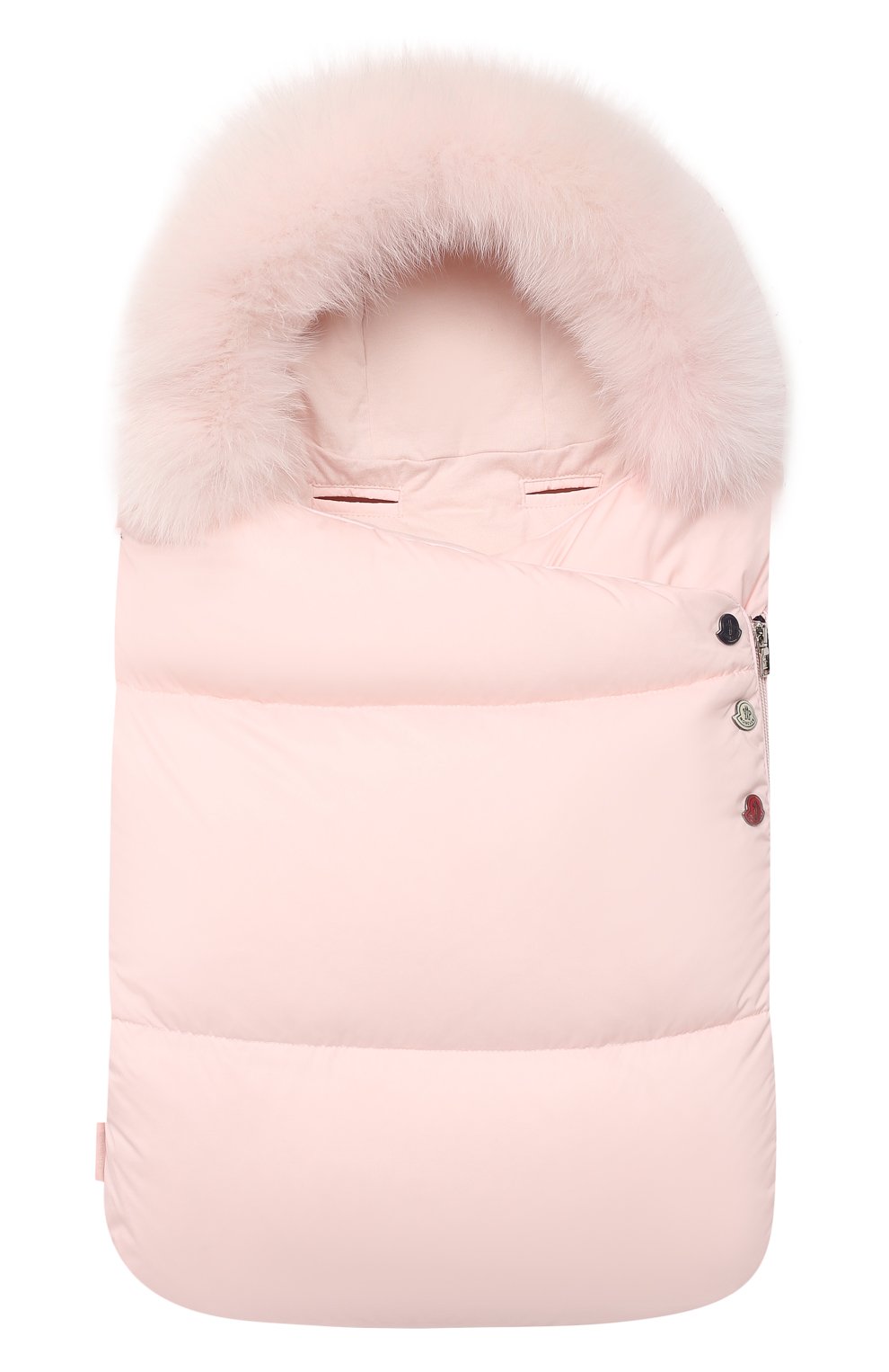 Детский пуховый конверт MONCLER светло-розового цвета, арт. F2-951-1G509-02-53333 | Фото 1 (Ростовка одежда: 3 мес | 62 см, 6 мес | 68 см)