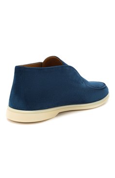 Мужские замшевые ботинки open walk LORO PIANA темно-синего цвета, арт. FAB4368 | Фото 4 (Мужское Кросс-КТ: Ботинки-обувь; Материал внутренний: Натуральная кожа; Материал утеплителя: Без утеплителя; Подошва: Плоская; Материал внешний: Замша)