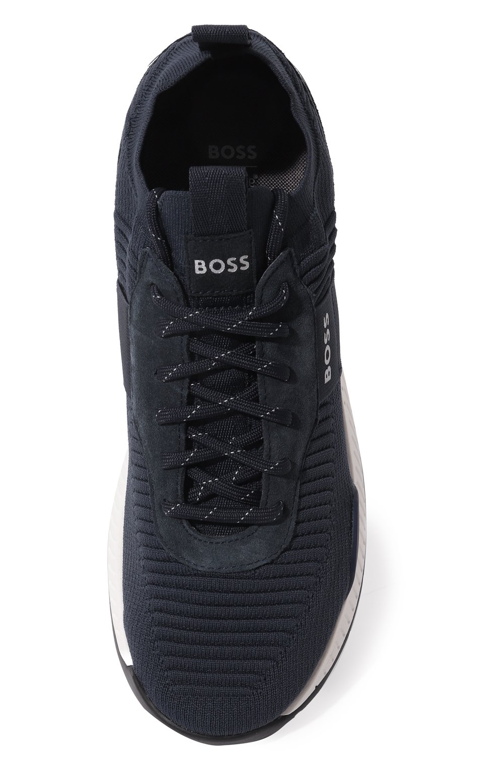 Мужские текстильные кроссовки BOSS темно-синего цвета, арт. 50470596 | Фото 6 (Материал утеплителя: Без утеплителя; Материал внутренний: Текстиль; Подошва: Массивная; Стили: Спорт)