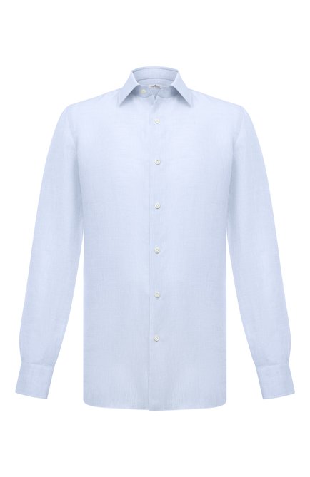Мужская льняная рубашка GIAMPAOLO голубого цвета, арт. 608/TS38082 | Фото 1 (Длина (для топов): Стандартные; Рукава: Длинные; Материал внешний: Лен)
