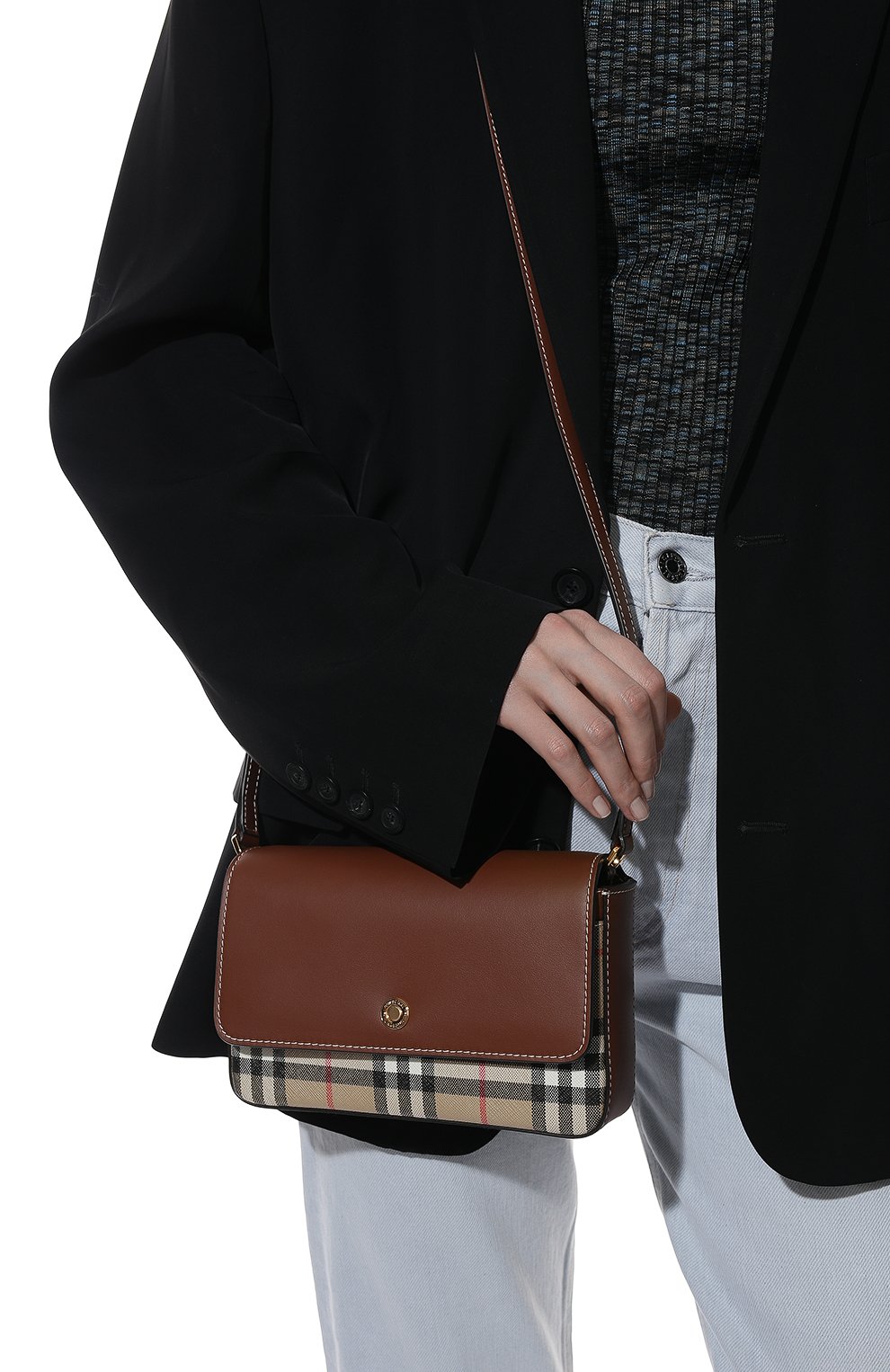 Женская сумка note mini BURBERRY коричневого цвета, арт. 8049244 | Фото 2 (Сумки-технические: Сумки через плечо; Размер: mini; Ремень/цепочка: На ремешке; Материал: Экокожа)
