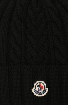 Женская шерстяная шапка MONCLER черного цвета, арт. F2-093-9Z706-00-A9146 | Фото 3 (Материал: Текстиль, Шерсть)