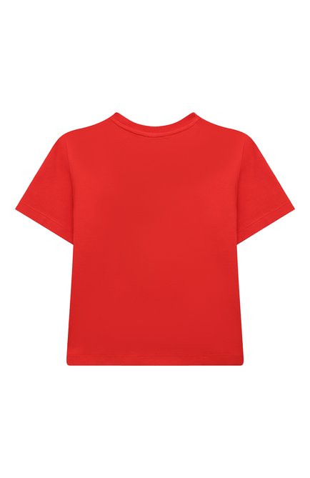 Детская хлопковая футболка MOSCHINO красного цвета, арт. H4M02T/LBA11/4A-8A | Фото 2 (Материал внешний: Хлопок; Рукава: Короткие; Материал сплава: Проставлено; Драгоценные камни: Проставлено)
