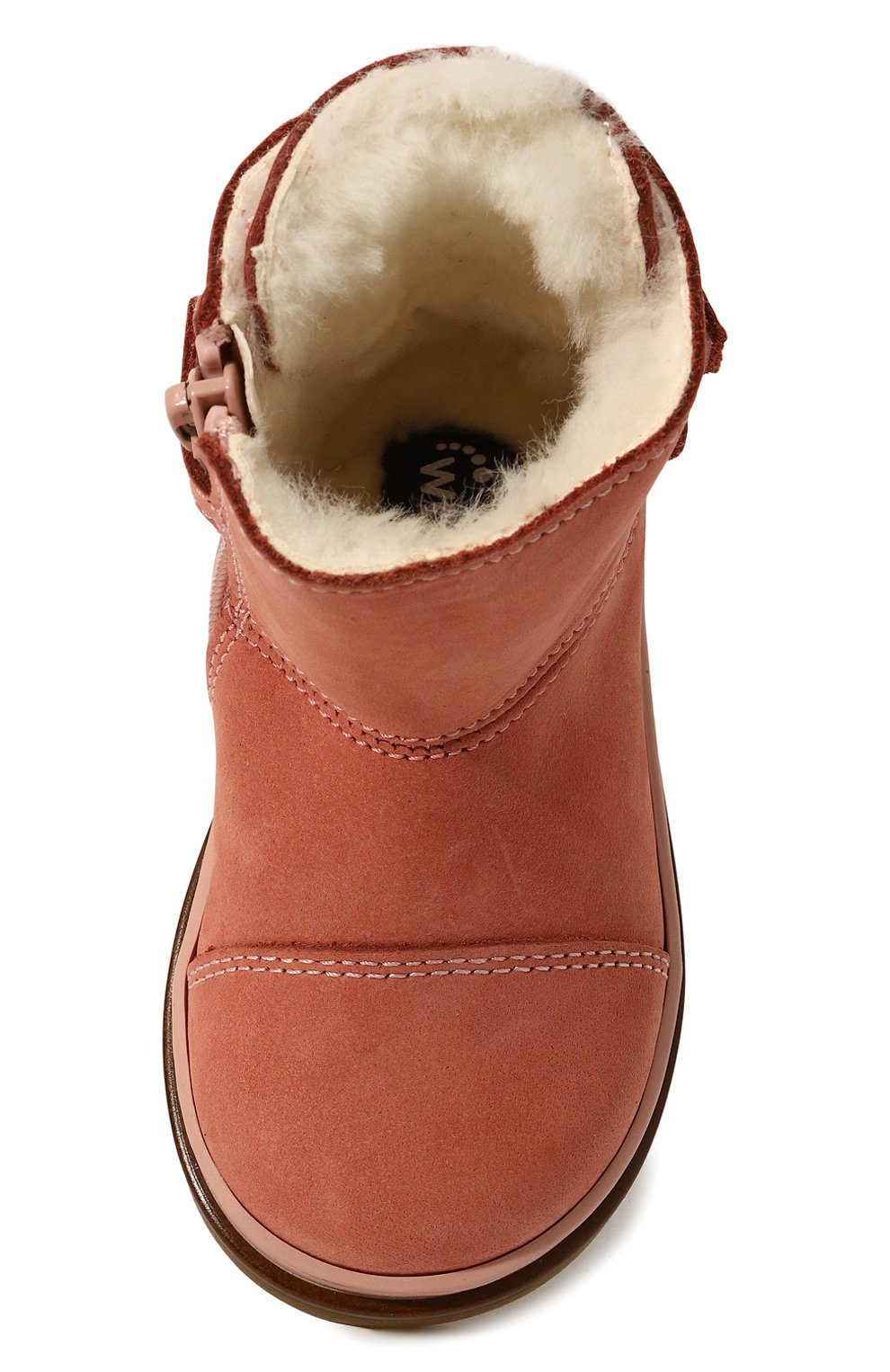 Детские кожаные ботинки WALKEY розового цвета, арт. Y1A5-42871-1141302/20-24 | Фото 4 (Материал утеплителя: Натуральный мех; Материал сплава: Проставлено; Нос: Не проставлено)