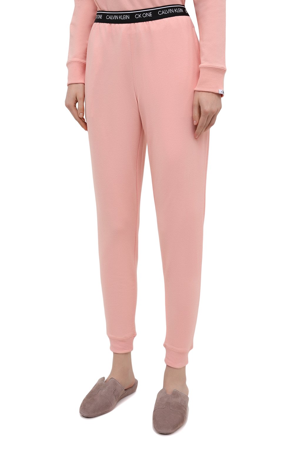 Женские хлопковые брюки CALVIN KLEIN розового цвета, арт. QS6429E | Фото 3 (Женское Кросс-КТ: Брюки-белье; Материал внешний: Синтетический материал, Хлопок)