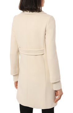 Женское шерстяное пальто GUCCI кремвого цвета, арт. 626300 ZHW03 | Фото 4 (Стили: Ретро; Материал внешний: Шерсть; Рукава: Длинные; Длина (верхняя одежда): До середины бедра; 1-2-бортные: Однобортные)