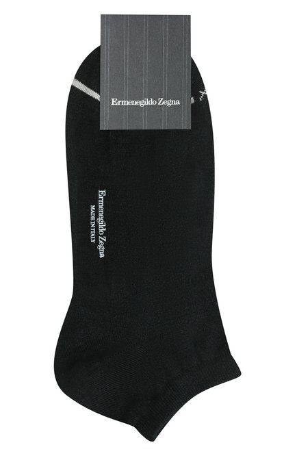 Мужские носки изо льна и хлопка ERMENEGILDO ZEGNA черного цвета, арт. N5V024030 | Фото 1 (Материал внешний: Лен; Кросс-КТ: бельё)