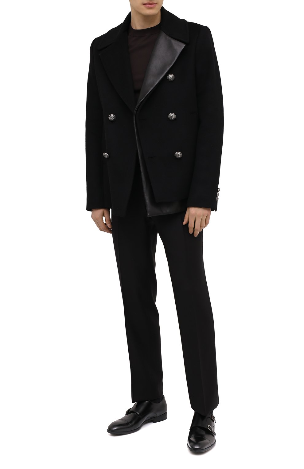 Мужские кожаные монки BARRETT черного цвета, арт. 201U032.1/VITELL0 K | Фото 2 (Материал внешний: Кожа; Материал внутренний: Натуральная кожа; Стили: Классический)