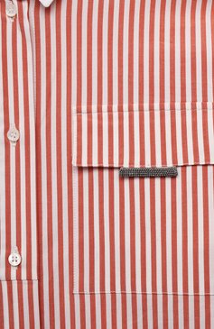 Детское хлопковая блузка BRUNELLO CUCINELLI оранжевого цвета, арт. BF782C836C | Фото 3 (Рукава: Длинные; Материал внешний: Хлопок; Ростовка одежда: 12 лет | 152 см, 13 - 15 лет | 158 см)
