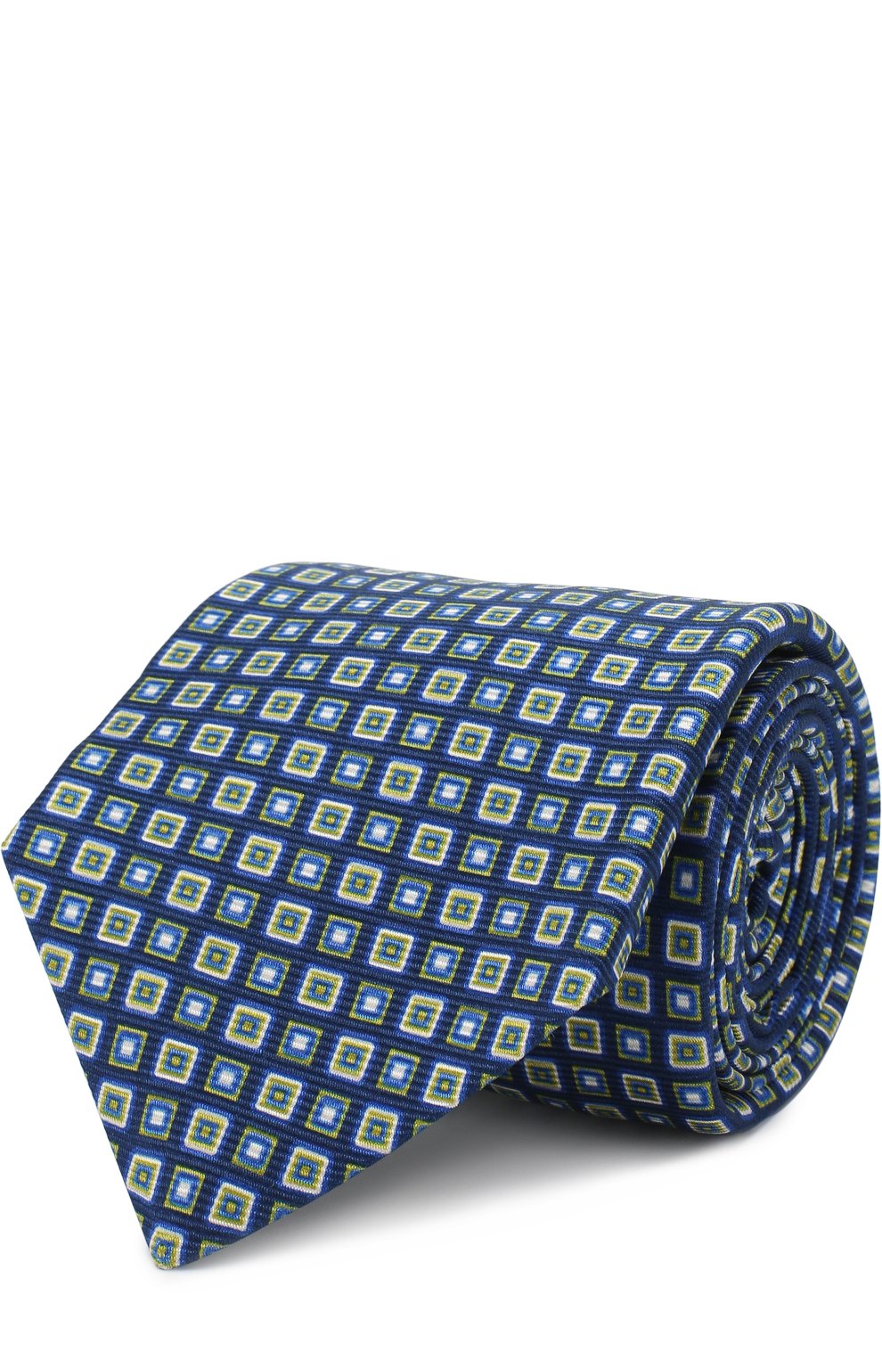 С принтом Kiton, Шелковый галстук с узором Kiton, Италия, Синий, Шелк: 100%;, 4426470  - купить