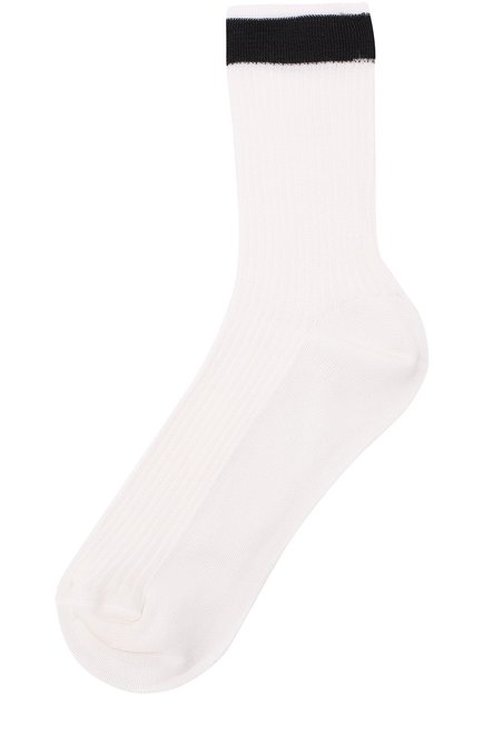 Женские шелковые носки с контрастной отделкой VALENTINO черного цвета, арт. PB3KI01D/3TD | Фото 1 (Материал внешний: Синтетический материал, Шелк)