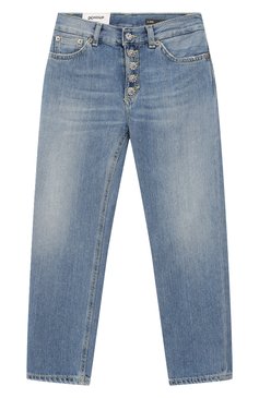 Детские джинсы с потертостями DONDUP голубого цвета, арт. YP276B/DF0228B/V16 | Фото 1 (Материал внешний: Хлопок; Кросс-КТ: джинсы; Детали: Потертости; Статус проверки: Проверена категория)