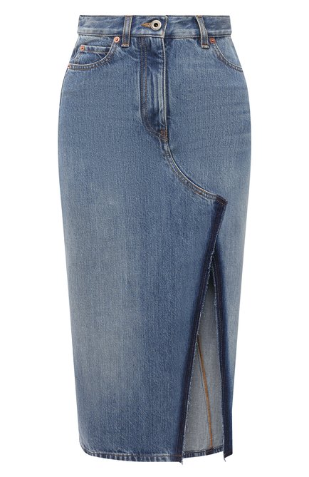 Женская джинсовая юбка VALENTINO голубого цвета по цене 108000 руб., арт. VB3DD12A559 | Фото 1
