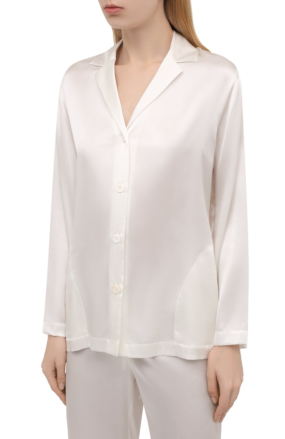 Женская шелковая пижама LA PERLA кремвого цвета, арт. 0020288 | Фото 2 (Материал внешний: Шелк; Региональные ограничения белый список (Axapta Mercury): RU)