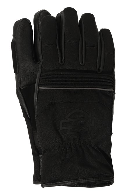 Мужские комбинированные перчатки HARLEY-DAVIDSON черного цвета, арт. 98134-23VM | Фото 1 (Нос: Не проставлено; Материал: Натуральная кожа; Материал сплава: Проставлено)