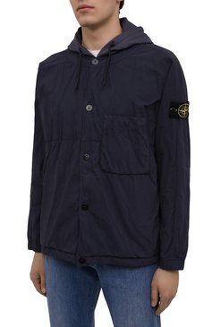 Муж ская утепленная куртка STONE ISLAND темно-синего цвета, арт. 751510403 | Фото 3 (Кросс-КТ: Куртка; Рукава: Длинные; Материал внешний: Синтетический материал; Мужское Кросс-КТ: утепленные куртки; Материал подклада: Синтетический материал; Длина (верхняя одежда): Короткие; Стили: Кэжуэл)