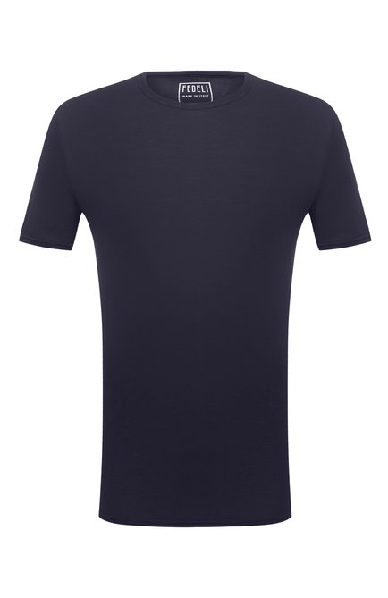 Мужская хлопковая футболка FEDELI темно-синего цвета, арт. 5UEF0113 | Фото 1 (Рукава: Короткие; Длина (для топов): Стандартные; Стили: Кэжуэл; Материал внешний: Хлопок; Принт: Без принта; Региональные ограничения белый список (Axapta Mercury): RU)