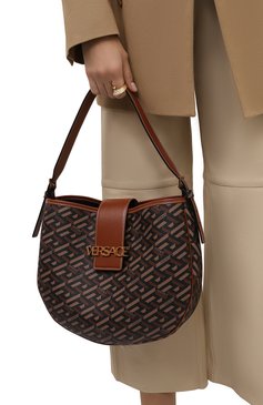 Женская сумка monogram VERSACE коричневого цвета, арт. 1002033/1A01444 | Фото 2 (Сумки-технические: Сумки top-handle; Размер: medium; Материал: Экокожа)