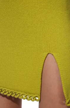 Женская шерстяная юбка BOTTEGA VENETA салатового цвета, арт. 685421/V1MF0 | Фото 5 (Материал внешний: Шерсть; Длина Ж (юбки, платья, шорты): Мини; Кросс-КТ: Трикотаж; Женское Кросс-КТ: Юбка-одежда; Стили: Романтичный)