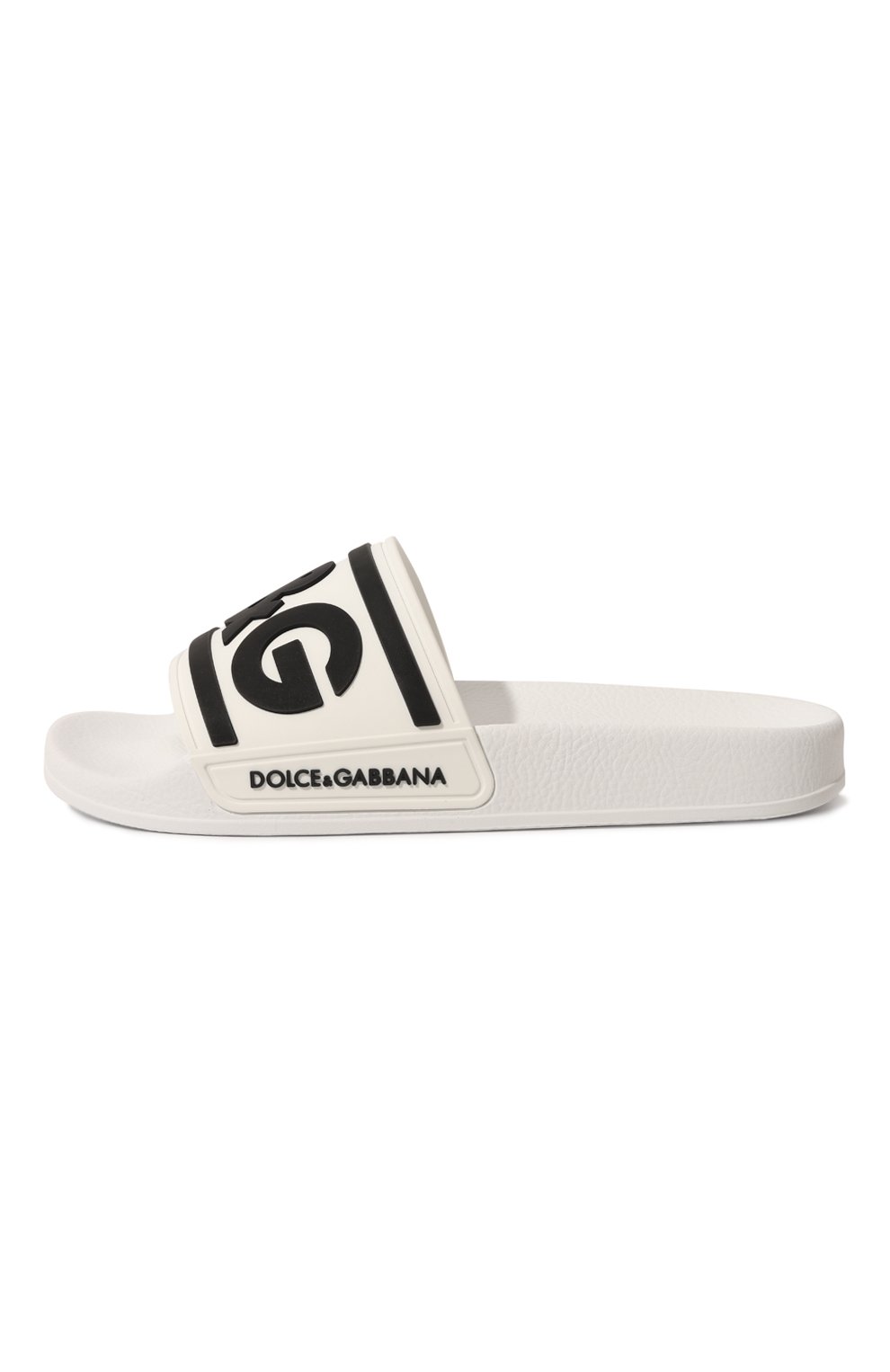 Детский шлепанцы DOLCE & GABBANA черно-белого цвета, арт. DD0320/AQ858/37-39 | Фото 2 (Материал внешний: Экокожа; Материал сплава: Проставлено; Нос: Не проставлено)