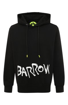 Мужской хлопковое худи BARROW черного цвета, арт. 034087 | Фото 1 (Рукава: Длинные; Длина (для топов): Стандартные; Принт: С принтом; Мужское Кросс-КТ: Худи-одежда; Материал сплава: Проставлено; Материал внешний: Хлопок; Стили: Спорт-шик; Драгоценные камни: Проставлено)