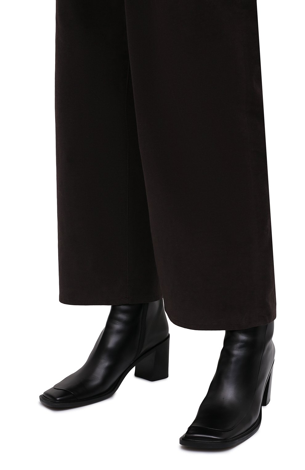Женские кожаные ботильоны patch THE ROW черного цвета, арт. F1199-L52 | Фото 3 (Каблук высота: Высокий; Материал внутренний: Натуральная кожа; Каблук тип: Устойчивый; Материал утеплителя: Без утеплителя; Подошва: Плоская)