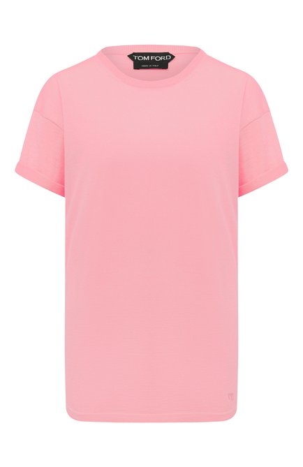 Женская футболка из кашемира и шелка TOM FORD светло-розового цвета, арт. MAK949-YAX087 | Фото 1 (Материал внешний: Кашемир, Шелк, Шерсть; Женское Кросс-КТ: Футболка-одежда; Стили: Кэжуэл; Рукава: Короткие; Принт: Без принта; Длина (для топов): Стандартные; Региональные ограничения белый список (Axapta Mercury): RU)