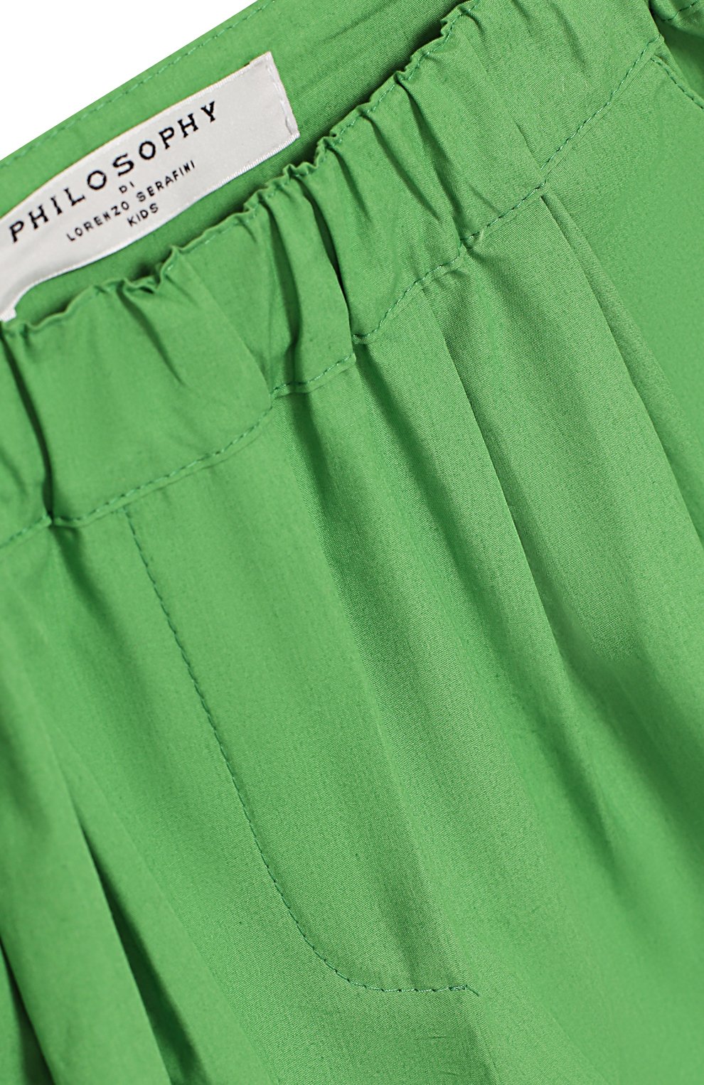Детские хлопковые брюки PHILOSOPHY DI LORENZO SERAFINI KIDS зеленого цвета, арт. PJPA10/CA235/TH003/XXS-XS | Фото 3 (Девочки Кросс-КТ: Брюки-одежда; Материал внешний: Хлопок; Статус проверки: Проверена категория)