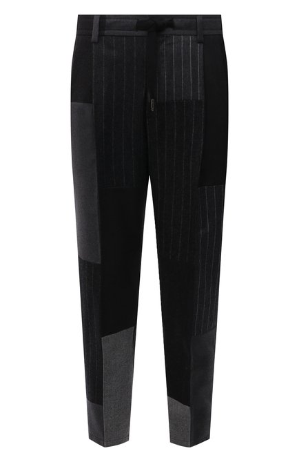 Мужские брюки DOLCE & GABBANA темно-серого цвета, арт. GW08AT/GES55 | Фото 1 (Материал внешний: Шерсть; Случай: Повседневный; Стили: Бохо; Длина (брюки, джинсы): Стандартные)