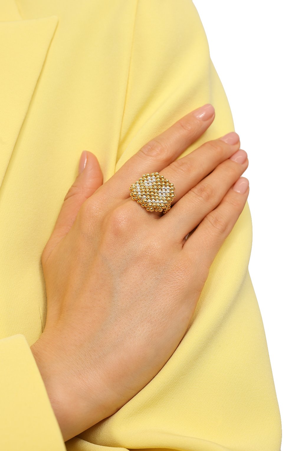Женское кольцо смайл HIAYNDERFYT золотого цвета, арт. 1-1SLSMG | Фото 2 (Материал: Стекло)