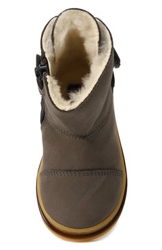 Детские кожаные ботинки WALKEY серого цвета, арт. Y1A5-42871-1141900/20-24 | Фото 4 (Материал утеплителя: Натуральный мех; Материал сплава: Проставлено; Нос: Не проставлено)