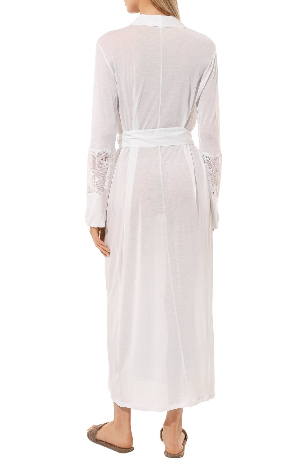 Женский халат LA PERLA белого цвета, арт. 0048210 | Фото 4 (Материал внешний: Синтетический материал)