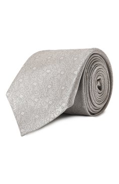 Мужской шелковый галстук CANALI серебряного цвета, арт. 18/HJ03736 | Фото 1 (Принт: С принтом; Материал: Текстиль, Шелк; Материал сплава: Проставлено; Нос: Не проставлено)