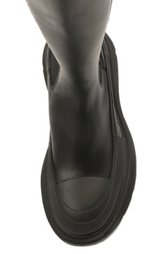 Женские кожаные сапоги ALEXANDER MCQUEEN черного цвета, арт. 666410/WHZ66 | Фото 5 (Подошва: Платформа; Высота голенища: Средние, Высокие; Каблук высота: Низкий; Материал внутренний: Натуральная кожа; Материал сплава: Проставлено; Каблук тип: Устойчивый; Материал утеплителя: Без уте�плителя; Драгоценные камни: Проставлено; ширина носка стельки: 8; толщина подошвы: 3,5)