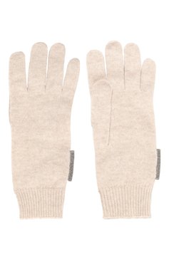 Детские кашемировые перчатки BRUNELLO CUCINELLI кремвого цвета, арт. B12M14589B | Фото 2 (Материал: Текстиль, Кашемир, Шерсть; Материал сплава: Проставлено; Нос: Не проставлено)