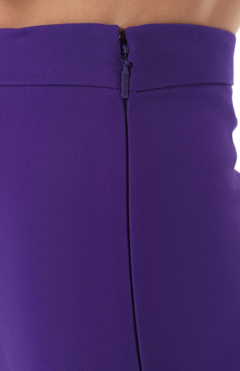 Женская юбка из шерсти и шелка GUCCI фиолетового цвета, арт. 602885 ZAD88 | Фото 5 (Материал внешний: Шерсть, Шелк; Женское Кросс-КТ: Юбка-карандаш, Юбка-одежда; Материал сплава: Проставлено; Стили: Классический; Длина Ж (юбки, платья, шорты): Миди; Драгоценные камни: Проставлено)