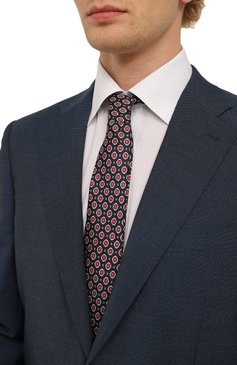 Мужской шелковый галстук VAN LAACK темно-синего цвета, арт. LER0Y-P/K70227 | Фото 2 (Принт: С принтом; Материал: Текстиль, Шелк; Материал сплава: Проставлено; Нос: Не проставлено)
