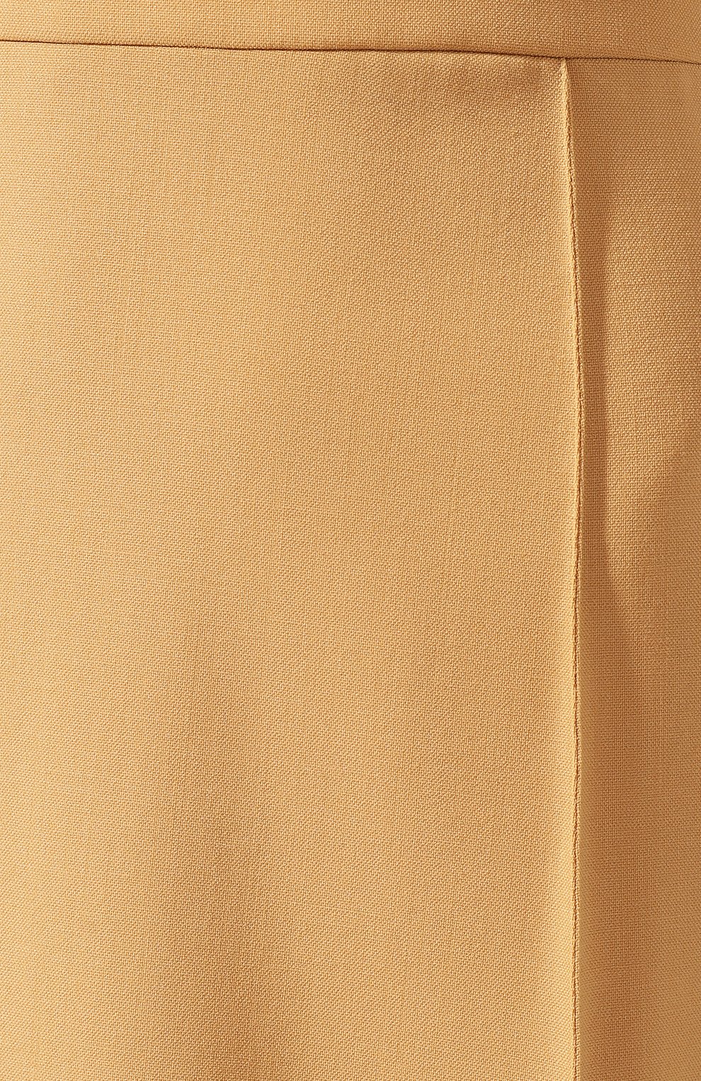 Женская однотонная юбка-миди из шерсти CHLOÉ бежевого цвета, арт. CHC18AJU25062 | Фото 5 (Материал внешний: Шерсть; Женское Кросс-КТ: Юбка-одежда; Длина Ж (юбки, платья, шорты): Миди; Статус проверки: Проверено, Проверена категория)