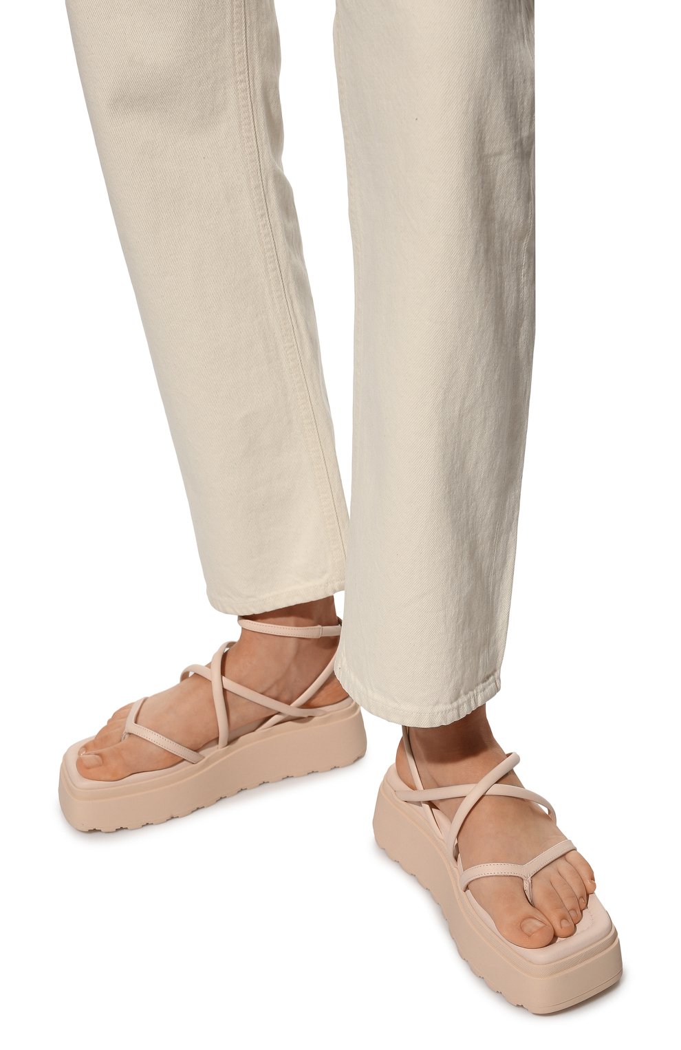 Женские кожаные сандалии VIC MATIE светло-бежевого цвета, арт. 1A4060D_A04N310403 | Фото 3 (М�атериал внешний: Кожа; Материал внутренний: Натуральная кожа)