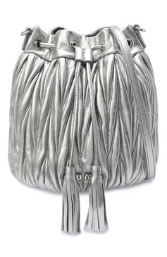 Женская сумка MIU MIU серебряного цвета, арт. 5BE014-N88-F0135-OOO | Фото 5 (Сумки-техни ческие: Сумки через плечо; Материал: Натуральная кожа; Ремень/цепочка: На ремешке; Размер: small)