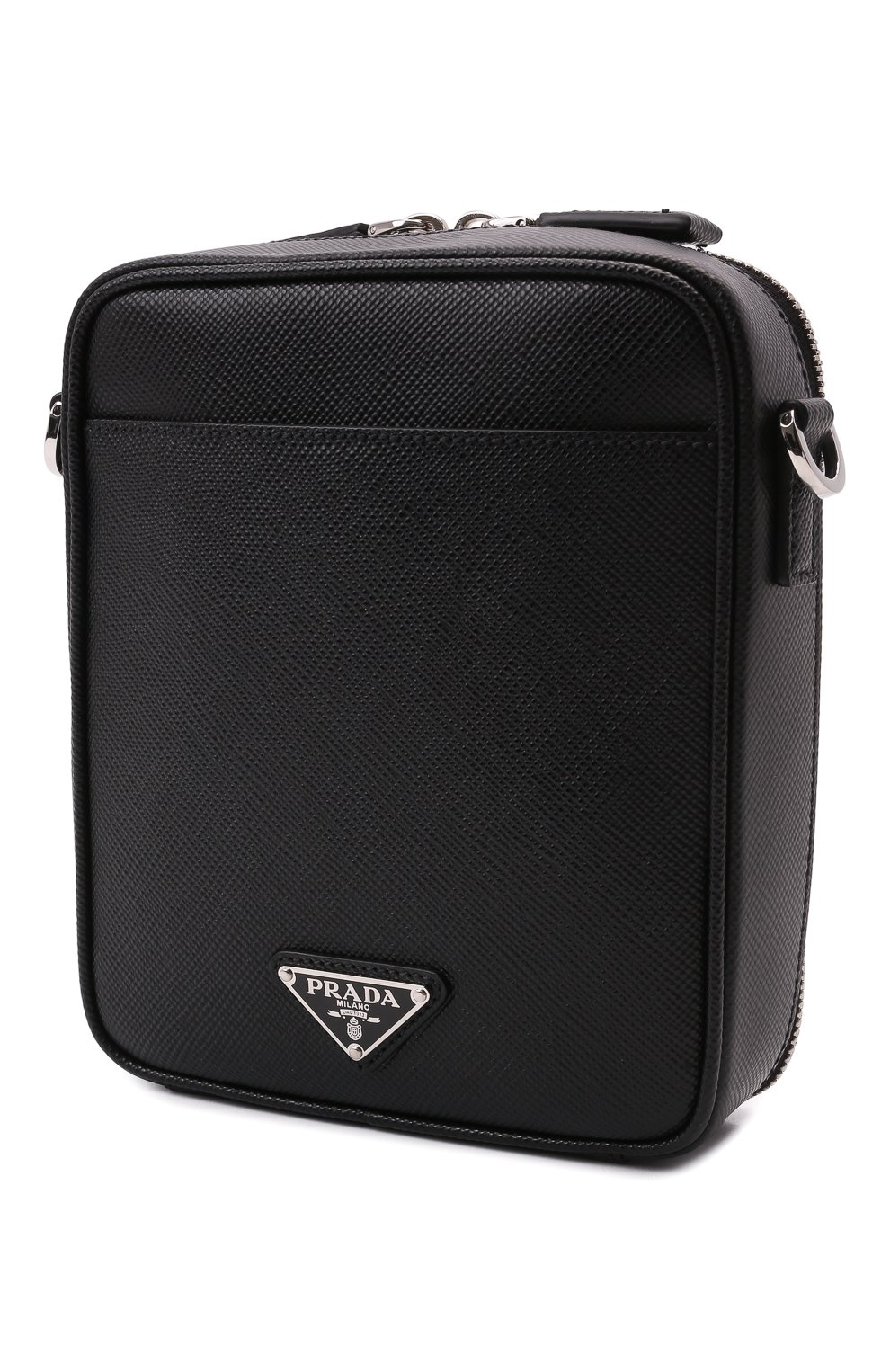 Мужская кожаная сумка PRADA черного цвета, арт. 2VH154-2FAD-F0002-OOO | Фото 4 (Материал: Натуральная кожа; Размер: mini; Ремень/цепочка: На ремешке)