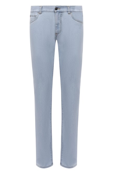 Мужские джинсы CANALI голубого цвета, арт. 91700/PD00018 | Фото 1 (Длина (брюки, джинсы): Стандартные; Материал внешний: Хлопок, Деним; Кросс-КТ: Деним; Силуэт М (брюки): Прямые; Стили: Кэжуэл)