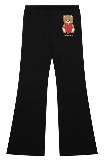 Детские хлопковые брюки MOSCHINO черного цвета по цене 10950 руб., арт. HAP050/LDA14/10A-14A | Фото 1