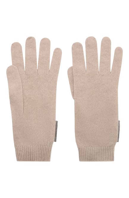 Детские кашемировые перчатки BRUNELLO CUCINELLI бежевого цвета, арт. B12M14589C | Фото 2 (Материал: Кашемир, Шерсть, Текстиль)
