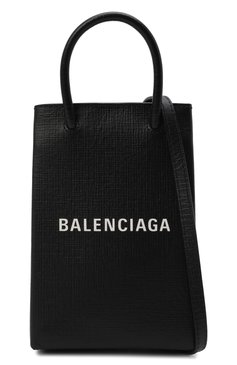 Кожаный чехол shopping для телефона BALENCIAGA черного цвета, арт. 593826/0AI2N | Фото 6 (Женское Кросс-КТ: Кожа iPhone; Материал: Кожа)