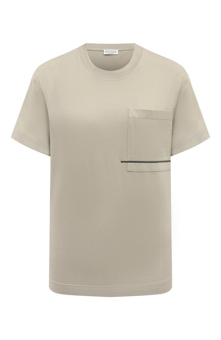 Женская хлопковая футболка BRUNELLO CUCINELLI хаки цвета по цене 119000 руб., арт. M0T81B1368 | Фото 1